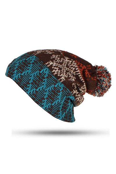 FORUM Unisex Pump Beanie Brown Color Woven Patterned Flexible Model 03101-25022