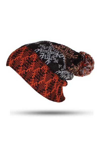 FORUM Unisex Pump Beanie Black Color Woven Patterned Flexible Model 03103-26055