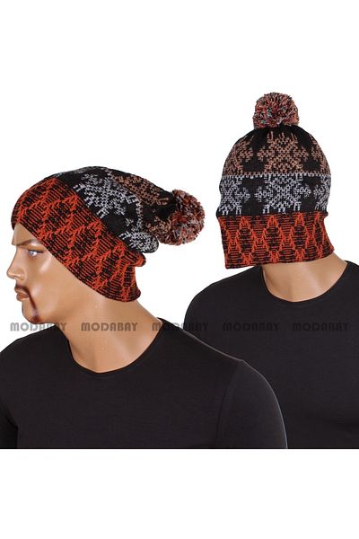 FORUM Unisex Pump Beanie Black Color Woven Patterned Flexible Model 03103-26055