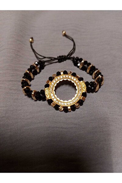 GEZERGOLD TAKI سوار ربع أسود مع خرز كريستالي