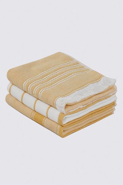 Ecocotton Set Prosoape Bucătărie Organic 3 Bucuri Elis Galben-crem 40 X 60 Cm.
