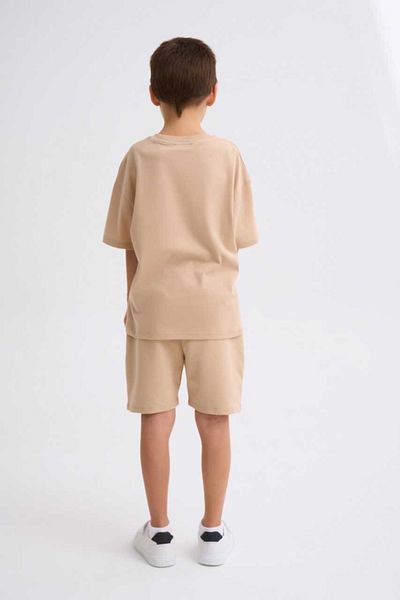 THERECOLOR Beige Organic Boy Bermuda Shorts with Lace-up Two Pockets