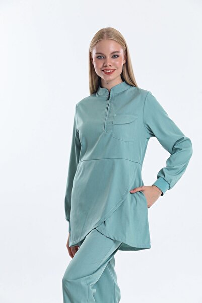 Wio Uniform Jasmine - Kadın Likralı Mint Yeşili Tesettür Doktor Hemşire Cerra...