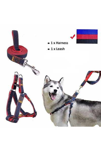 Ans 1119 Denim Patterned Travel 5-12kg Dog Chest Collar 1.5cm