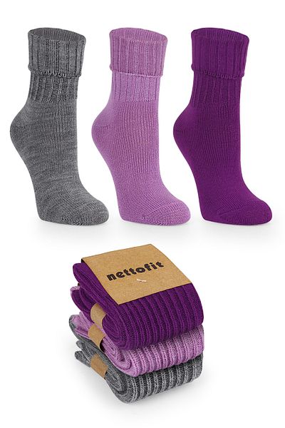nettofit 3-Piece Winter Children's Wool Sleeping Socks Soft Touch