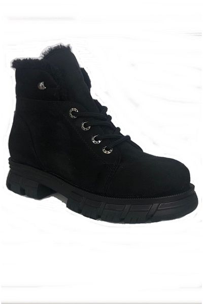 PUNTO Κοντές μπότες Arme City Ac354083 Μαύρο Suede με γούνα στο εσωτερικό και χοντρή σόλα