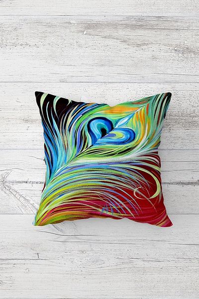on the clouds Peacock and Feather Patterned Hidden Zippered Throw Pillow Cover Sofa Pillow Cover Set (4 Pieces)