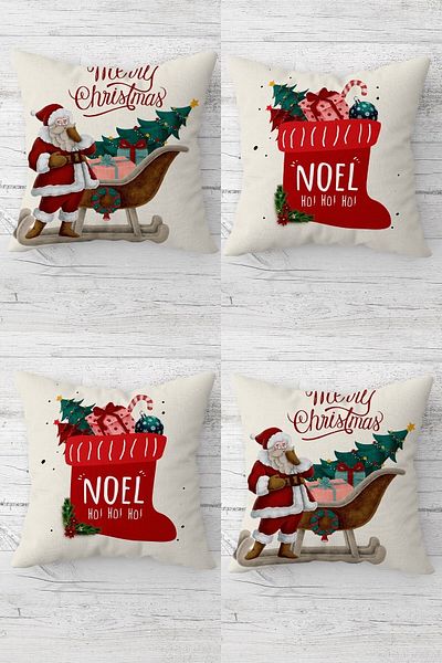 on the clouds Christmas Christmas New Year Hidden Zippered Throw Pillow Cover Seat Pillow Cover Set (4pcs)