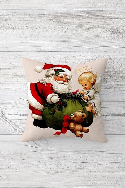 on the clouds Santa Claus Christmas New Year Hidden Zippered Throw Pillow Cover Seat Pillow Cover Set (4pcs)
