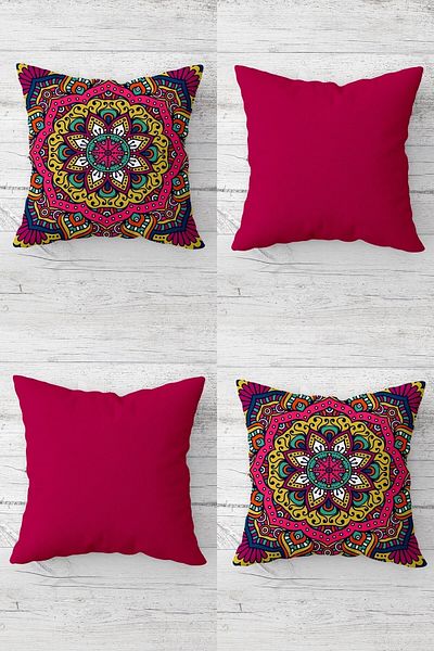 on the clouds Ethnic Patterned Fuchsia Concealed Zippered Throw Pillow Cover Sofa Pillow Cover Set (4pcs)