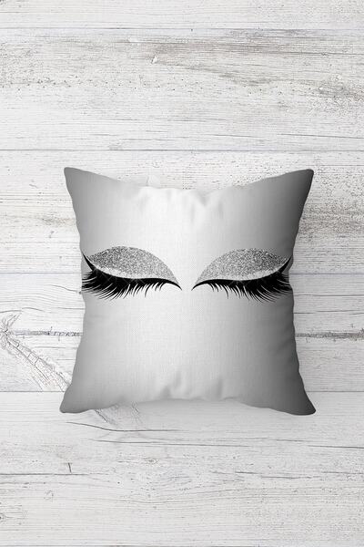 Latibule Long Eyelash and Silver Sequined Concealed Zippered Throw Pillow Cover Seat Pillow Cover Set (4pcs)