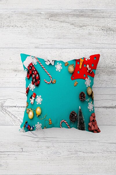 Fortuna New Year's Gift Candle Patterned Hidden Zippered Throw Pillow Cover Seat Pillow Cover Set (4pcs)