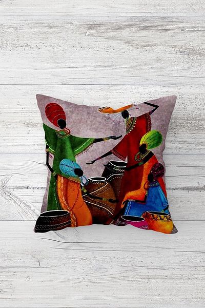 Pelangi Leopard African Woman Bohemian Pattern Concealed Zippered Throw Pillow Cover Seat Pillow Case Set(4pcs)