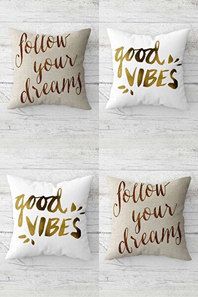 linazaitun Follow Your Dreams Good Vibes Hidden Zippered Throw Pillow Cover S...