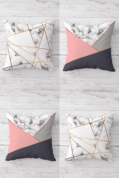 linazaitun Geometric Triangle Patterned Hidden Zippered Throw Pillow Cover Sofa Pillow Cover Set (4pcs)