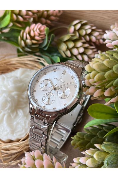 Essence Steel Dial Stoned Women's Wristwatch Waterproof All Functions Active