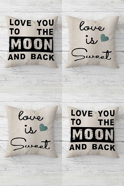 on the clouds Love You To The Moon And Back Κάλυμμα μαξιλαριού με κρυφό φερμουάρ Σετ μαξιλαροθήκη καναπέ (4 τεμ.)
