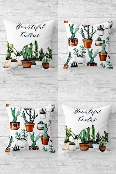 Pelangi Cactus Patterned Hidden Zippered Throw Pillow Cover Sofa Pillow Cover...