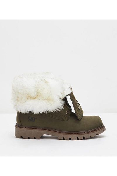 Caterpillar Γυναικείες μπότες Utah Fur Dark Olive Nubuck