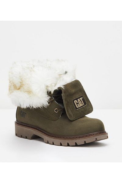 Caterpillar Γυναικείες μπότες Utah Fur Dark Olive Nubuck