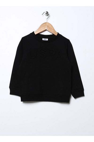 U.S. Polo Assn. Boy's Black Sweatshirt - Jellykidsk022 Plain Design