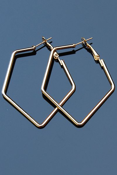 Rua Jewelry أقراط مشبكية أنبوبية ذهبية اللون مقاس 2 مم ارتفاع 5 سم / عرض 4.5 سم