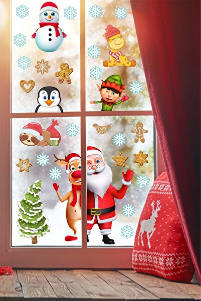 Echo Home شخصيات عيد الميلاد سانتا كلوز الغزلان البطريق ثلج ورقاقات الثلج ملص...