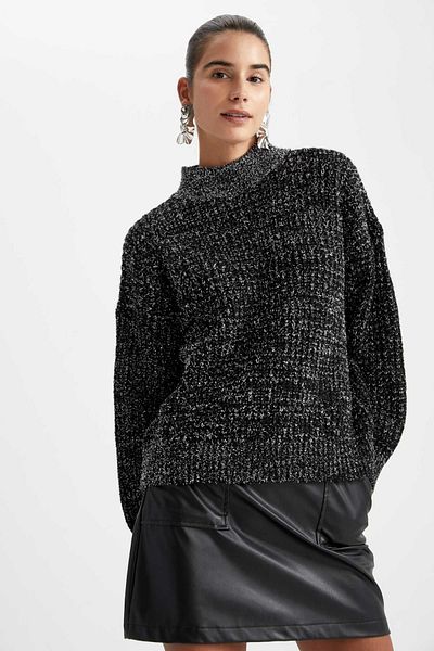 DeFacto Regular Fit Crew Neck Selanik Fabric Sweater
