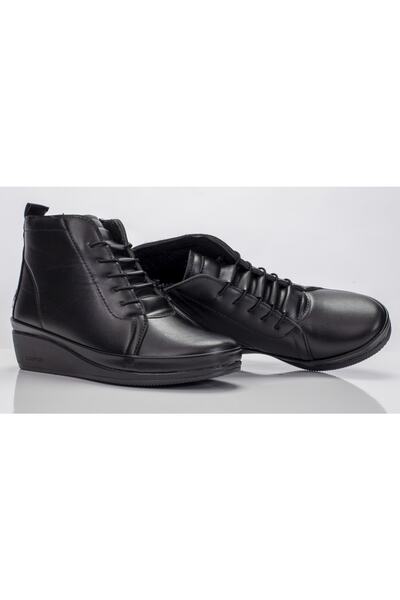 ERN SHOES حذاء نسائي شتوي أسود لتقويم العظام مبطن دافئ بنعل حراري
