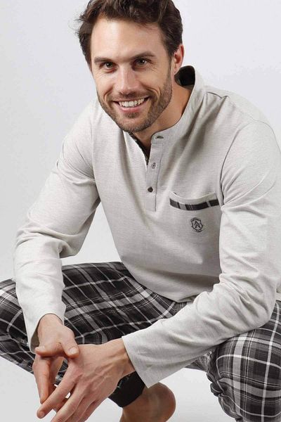 AYYILDIZ 56565 Set pijama gri pentru bărbați
