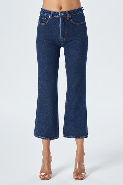 CROSS JEANS بنطلون جينز أزرق داكن بسحاب Kick Flare C 4528-027