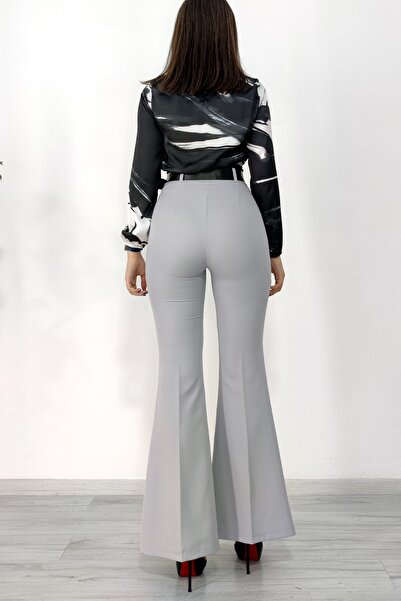 MissVina 3950 Kemerli Ispanyol Paça Pantolon