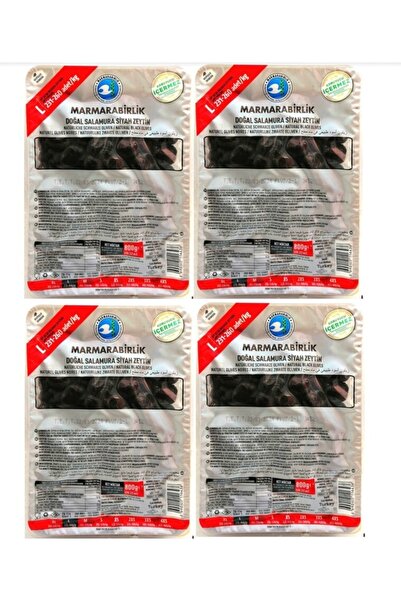 MarmaraBirlik Vakumlu Doğal Salamura Siyah Zeytin (L) 800gr*4adet