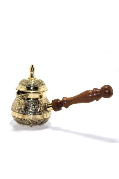 hediyeconcepti Pirinç Kakma Işlemeli Osmalı Cezvesi Kapaklı 5” Inc