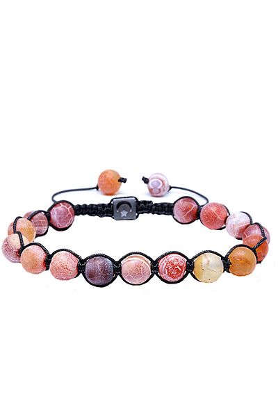 Tesbih Atölyesi Certified Macrame Bracelet with Red Agate Stone