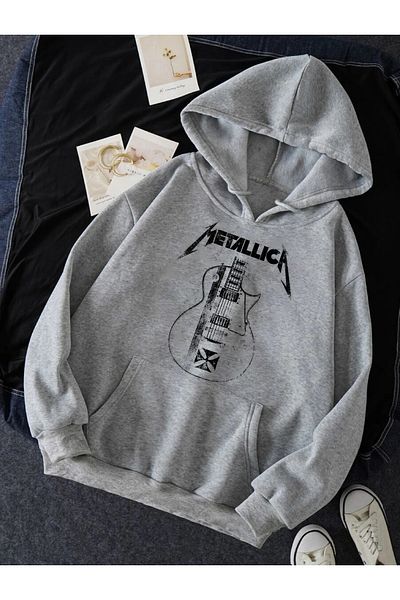 Deocept Hanorac supradimensionat cu imprimeu Metallica