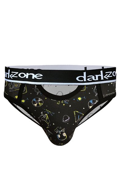 darkzone Ανδρικό ανοιχτό μπροστινό ελαστικό μαύρο slip με μουσικό σχέδιο