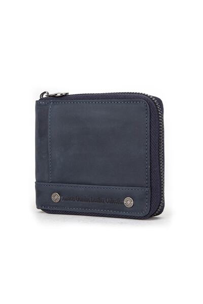 Contact’S Rubbio - hakiki Deri Rfıd Önleyici Business Serie Lacivert Cüzdan, Bozuk Para Bölmeli