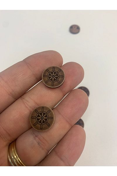 Rengarenk tuhafiye ve hobi Antique Brown Button Special Painting 1.5x1.5cm 10 Pieces