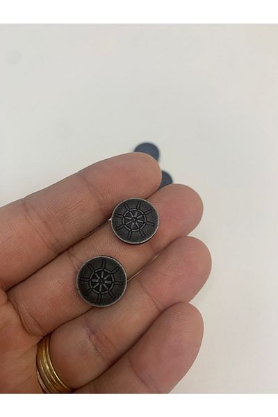 Rengarenk tuhafiye ve hobi Button Antique Anthracite Gray Special Painting 1.5x1.5cm 10 Pieces