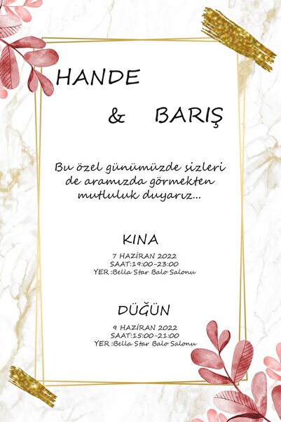 Belinay Düğün Davetiyesi 102 01 (250 ADET)