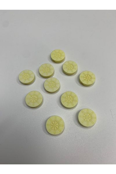Rengarenk tuhafiye ve hobi Antique Button Light Yellow Button Special Painting 1.5x1.5cm 10 Pieces