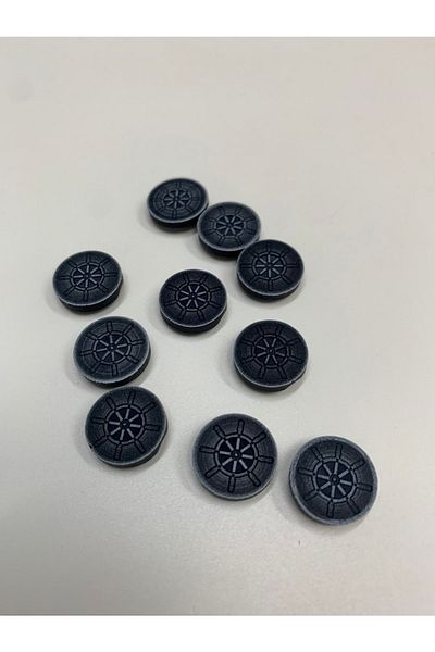Rengarenk tuhafiye ve hobi Button Antique Dark Blue Button Special Painting 1.5x1.5cm 10 Pieces