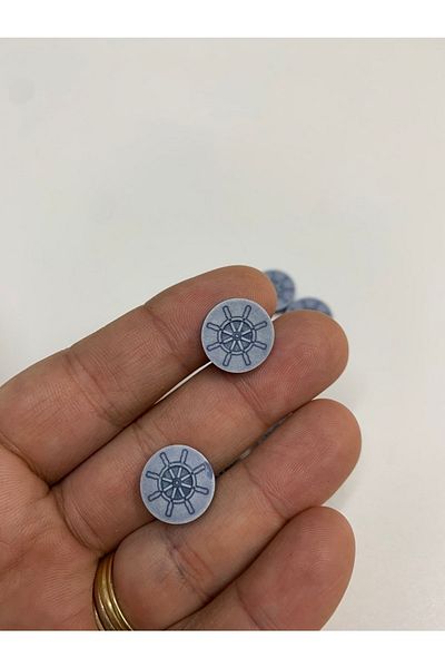 Rengarenk tuhafiye ve hobi Antique Blue Button Special Painting 1.5x1.5cm 10 Pieces
