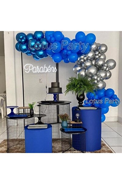 LOTUS PARTY 60 Special Day Themed Balloon Chain Set ( Navy Blue - Chrome Blue...