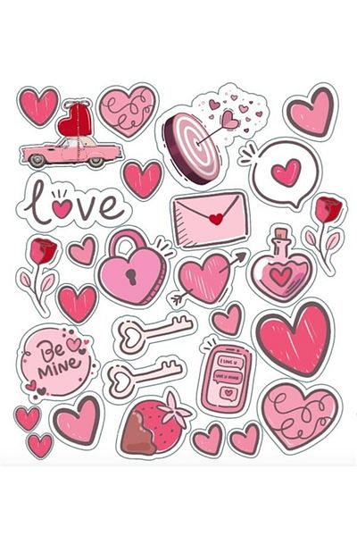 anka design Sticker Love - 58 Pieces - Different Sizes (pink)