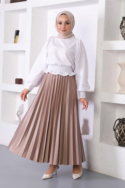 benguen 4538 Hijab-Faltenrock Nerz