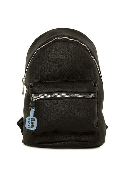 Bagmori Black Women's Thick Zippered Leather Backpack M000007665