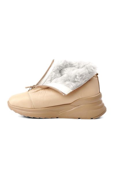 Park Moda White Line 844 Beige Water Repellent Γυναικείες μπότες χιονιού με γούνα στο εσωτερικό