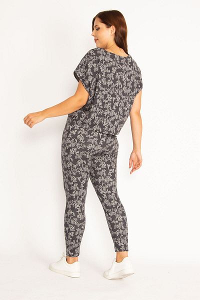 Şans Großes Damen-Set mit Bluse und Hose aus geräucherter Bio-Baumwolle 65n34803